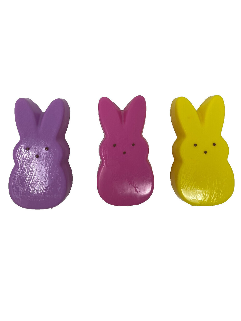 Peeps Just Born 2006 Bunny Candy Container Lot of 3 Easter Pink Yellow Purple